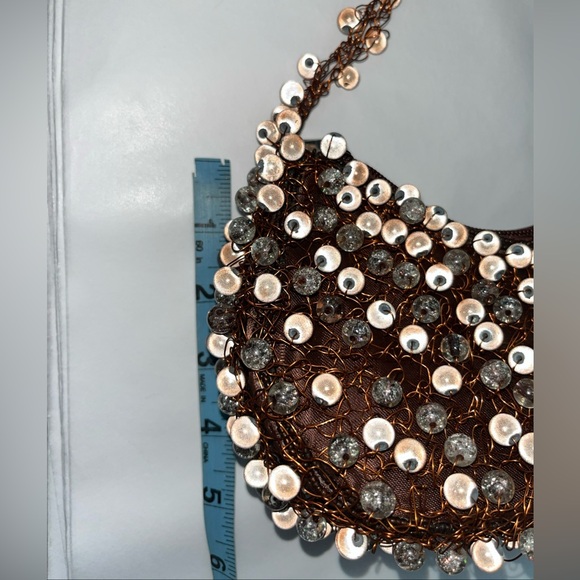 Lexy Unique Copper Beaded & Wire Small Handmade Evening Handbag - Picture 6 of 15